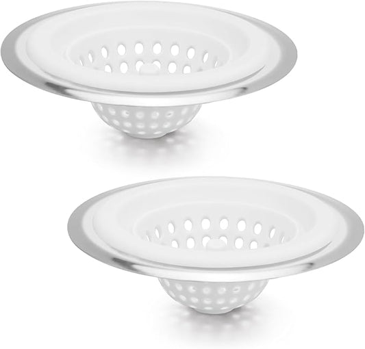 2 PCS Kitchen Stainless Silicone Sink Strainer, 4.5 inch Diameter… (White)