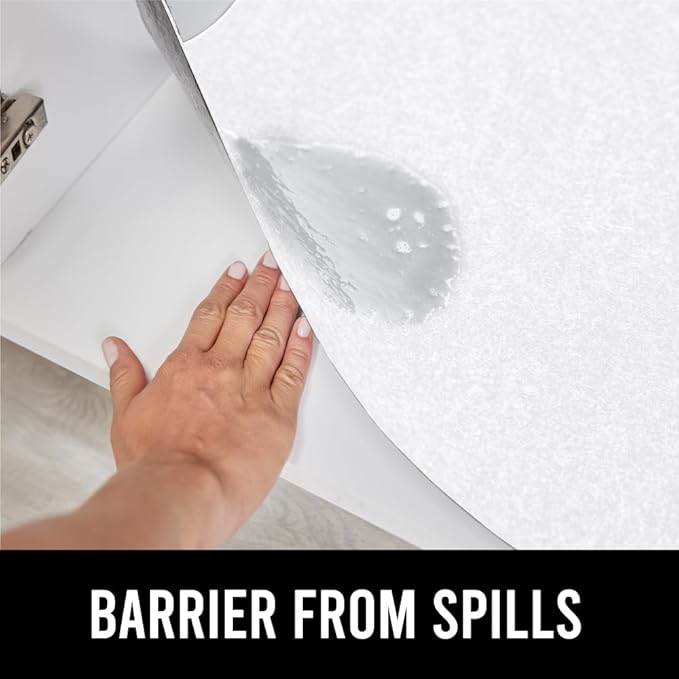 GORILLA GRIP LeakGuard Non-Adhesive Under Sink Mat for Kitchen Cabinet, 24x60, Waterproof Quick Dry Shelf Liner, Durable Absorbent Felt Mats for Bathroom Sinks, Cabinets, Dresser, Easy to Trim, White