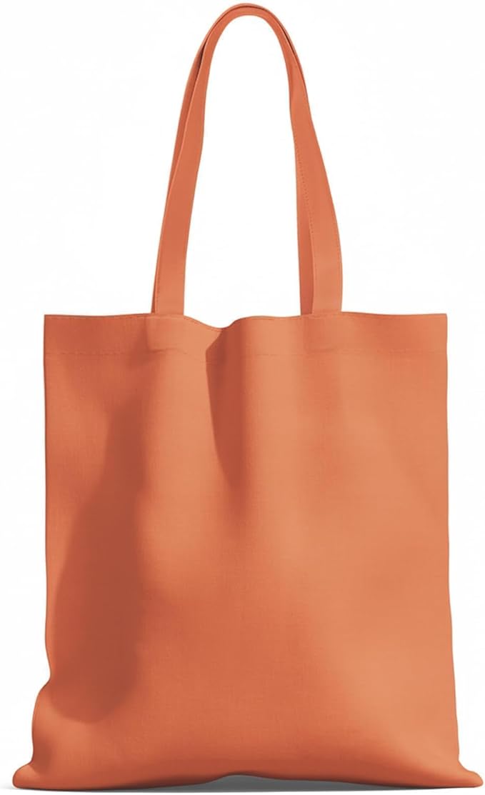 1 Pack Available Premium Canvas Reusable Tote Gift Bags,Made of Natural Canvas with Handle,Work,DIY,Shopping(Orange)