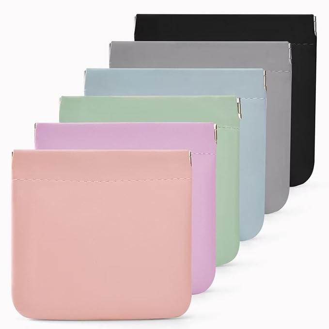 6PCS Small Makeup Bag for Purse，Waterproof Leather Portable Mini Makeup Bag,Snap Closure Organizer Pouch for Coin Cards Jewelry Lipstick Cosmetic Accessories，Small Travel Kit Storage Pouch