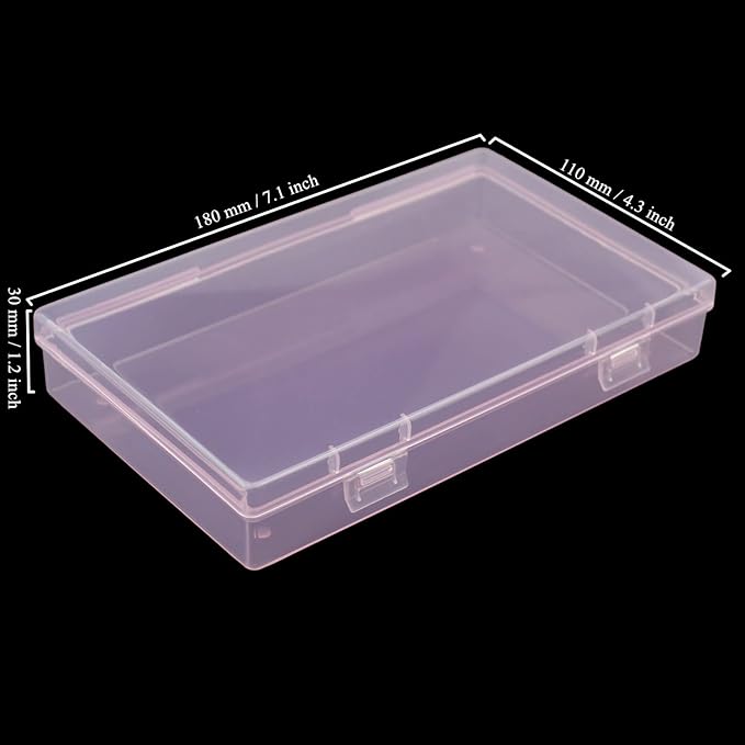 Goodma 4 Pieces Rectangular Plastic Boxes Empty Storage Organizer Containers with Hinged Lids for Small Items and Other Craft Projects (Pink, 7.1 x 4.3 x 1.2 inch)