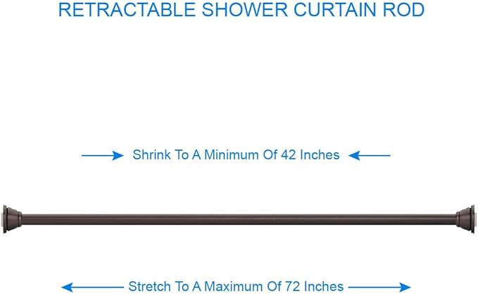 Amazer Shower Curtain Rod 42-72 inches Adjustable Shower Rod Tension Spring Curtain Rod No Drill for Bathroom Bedroom Window Closet Doorway, Light Bronze