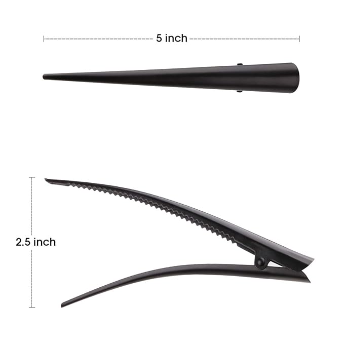 12 Pack Alligator Hair Clips for Styling Sectioning Salon Hairstyle, GLAMFIELDS 5 inch Non-Slip Black Duckbill Metal Teeth Clips for Women Girls Thick Hair