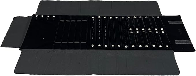 UnionPlus Velvet Jewelry Case Roll Bag for Necklace Bracelets, Extra Large with Elastic Band for Necklaces, Great Jewelry Organizer for Travel (Black - Multi)