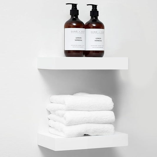 Homeforia White Floating Shelf 12 inch, High End Solid Real Wood Small 12-inch Floating Shelves for Wall Mounted, White Wooden 12 in Floating Shelves, Heavy Duty Bracket, 12 X 6.5 X 1.75 inch, Set of 3