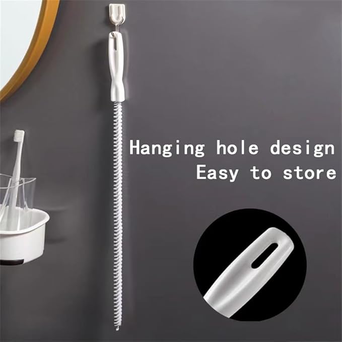 Sink Drain Overflow Cleaning Brush, Household Sewer Hair Catcher, 17.8 inch, White