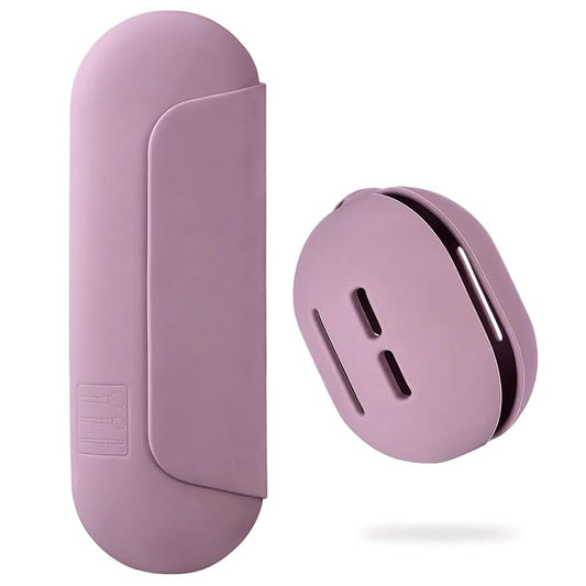 AGIKET 2-in-1 Silicone Makeup Brush Holder with Beauty Makeup Sponge Holder Case: Soft Portable Cosmetic Face Brushes Holder with Upgraded Anti-Fall Out Magnetic Closure - Light Purple