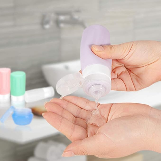 Travel Bottles Kit, TSA Approved Leak Proof Portable Toiletry Containers Set, Clear PET Flight Size Cosmetic Containers for Lotion, Shampoo, Conditioner Bottles with Toiletry Bag（Multiple colors）