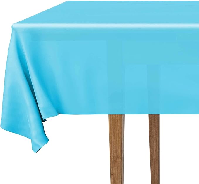 DecorRack 12 Rectangular Tablecloths BPA-Free Plastic, 54 x 108 inch, Dining Table Cloth, Rectangle Table Cover for Parties, Picnic, Camping and Outdoor, Disposable or Reusable, Turquoise (12 Pack)