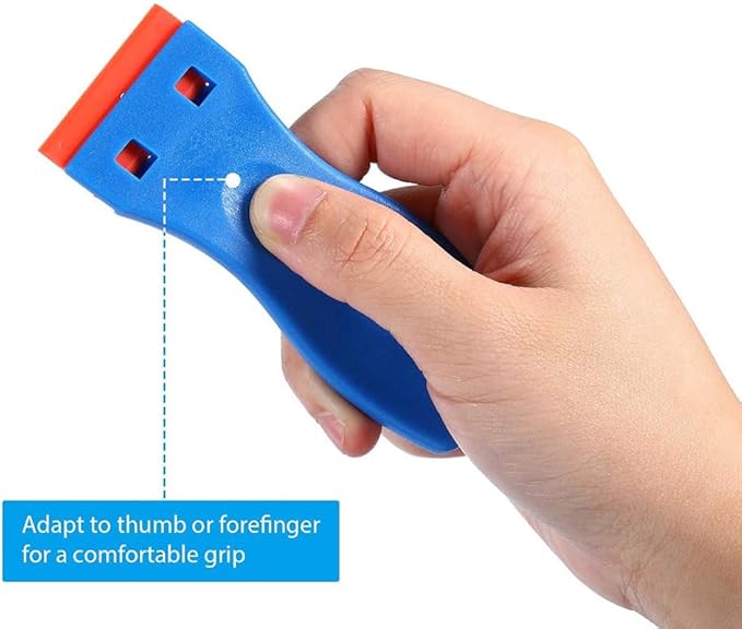 2PCS Plastic Razor Blade Scrapers with 100 Blades – LINKOceans Safe Adhesive Remover for Stickers, Decals, Labels, Caulk & Gaskets on 3D printer beds,Glass,car or Windows Non Scratch Cleaning Tool