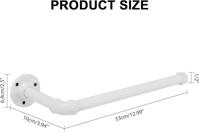 Industrial Iron Pipe Kitchen Paper Towel Holder, Vintage Farmhouse Heavy Duty DIY Industrial Rustic Wall Mount Paper Towel Rack for Kitchen Bathroom (1, White)
