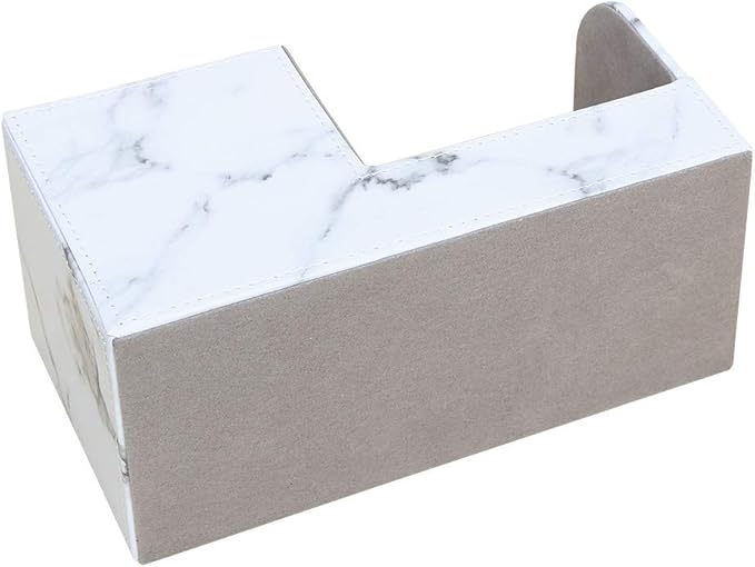 KINGFOM Desk Organizer Office Supplies Caddy Pu Leather Multi-function Storage Box Pen/Pencil,Cell phone, Business Name Cards Remote Control Holder Gray Marble