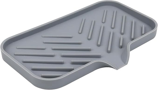 Yasmen Silicone Bathroom Soap Dishes, Sink Sponge Holder for Kitchen, Rubber Soap Dish with Drain, Shower Soap Sponge Tray, Sink or Counter Organizer, for Bar Soap, Bottle, Dish Soap Dispenser-Grey