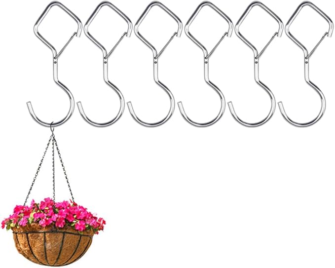 Anti Drop Hooks S Hooks 12 Pack Silver Metal Diamond S Shelf Clips for Hanging Closet Plants Pots Pans Kitchen