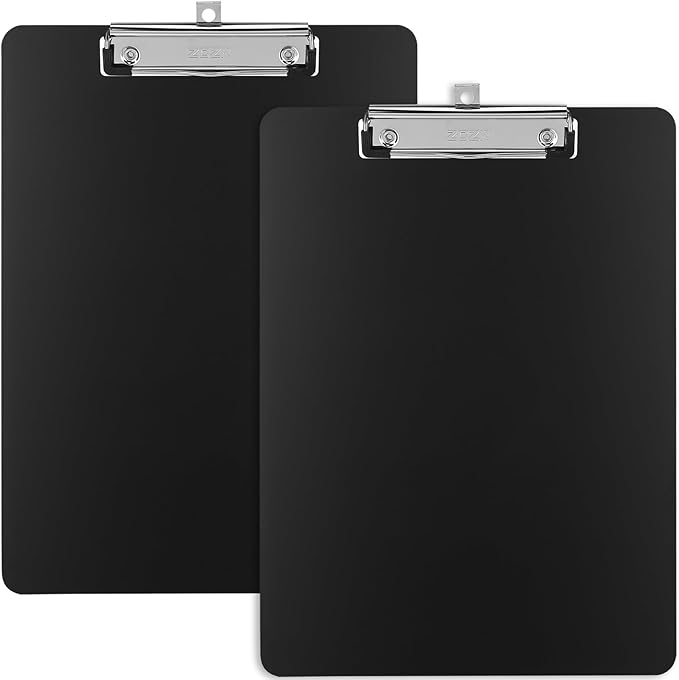 ZCZN Metal Clipboards, 2 Pack Heavy Duty Aluminum Clipboards 12 x 9 Inches, A4 Letter Sizer Document Holder with Low Profile Clip, Suitable for School, Office, Jobsite or Medical Staff, Black