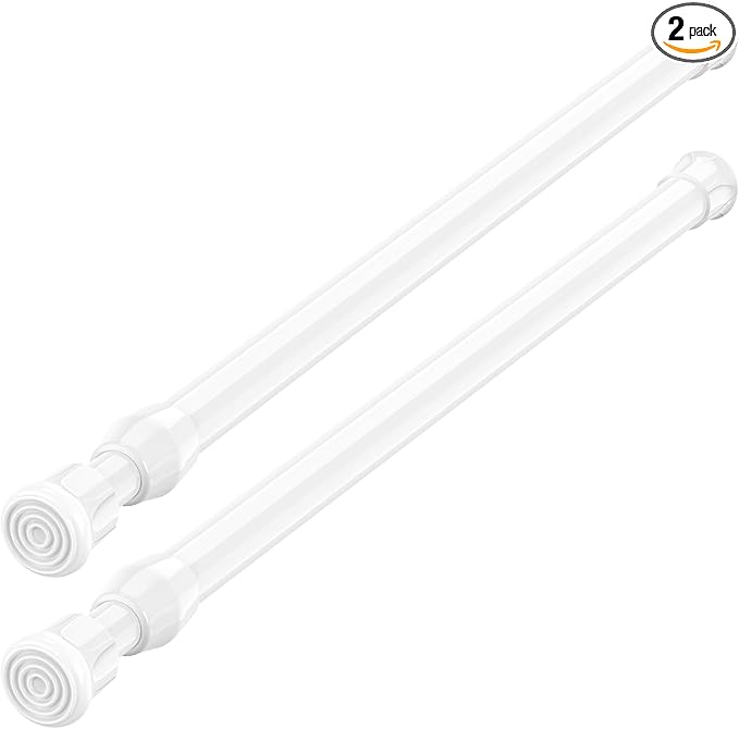 AIZESI Spring Tension Curtain Rods Short Tension Rod (White,17" to 28"-2Pcs)