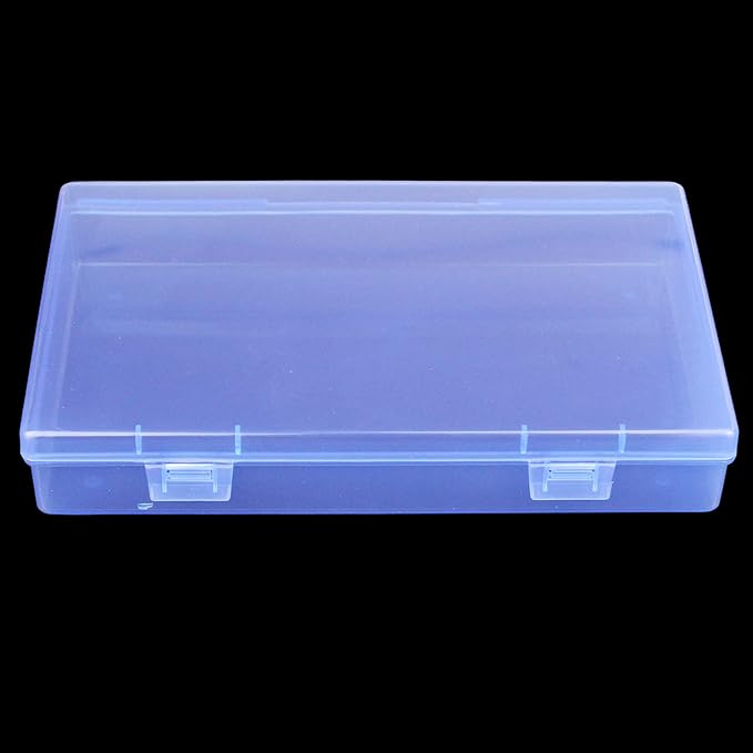 Goodma 4 Pieces Rectangular Plastic Boxes Empty Storage Organizer Containers with Hinged Lids for Small Items and Other Craft Projects (Blue, 7.1 x 4.3 x 1.2 inch)