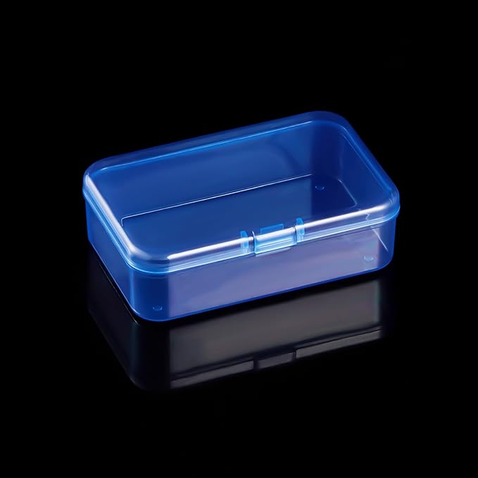 Goodma 12 Pieces Mini Rectangular Plastic Boxes Empty Storage Organizer Containers with Hinged Lids for Small Items and Other Craft Projects (Blue, 3.3 x 2.2 x 1 inch)