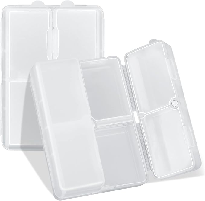 FYY Daily Pill Organizer/ Case, 7 Compartments Portable, [Folding Design] Large Travel Pill Box for Purse Pocket to Hold Vitamins,Cod Liver Oil,Supplements and Medication-Clear