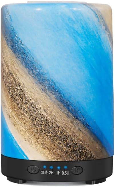 Essential Oil Diffuser, 120 ml Glass Aromatherapy Diffuser with 7 Color Lights, Auto Shut-Off and 4 Timer Settings, Ultrasonic Cool Mist Diffuser for Home Room Office (Galaxy Mist)