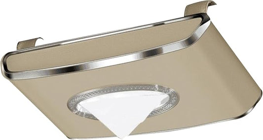 Leather Car Tissue Box for Car Interior, Multi-Function Tissue Holder with Visor Clip, Armrest & Back Seat Napkin Organizer, Vehicle Tissue Dispenser Accessories (Beige Hanging)