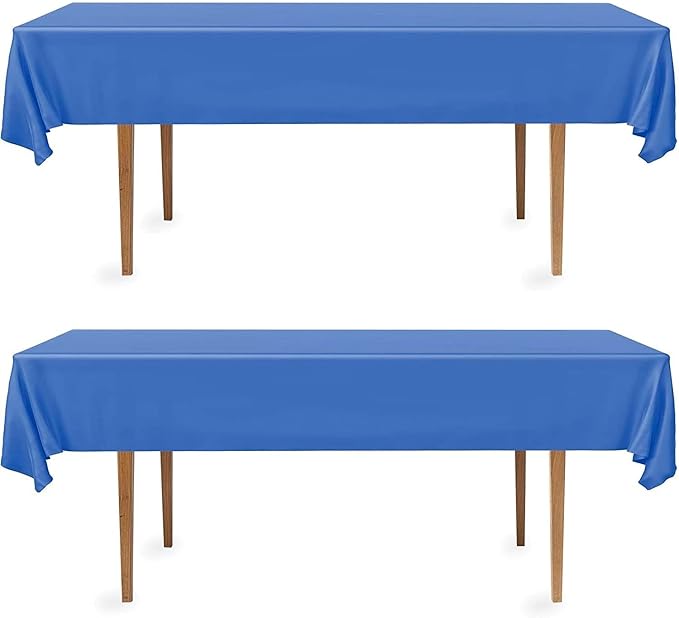 DecorRack 2 Rectangular Tablecloths BPA-Free Plastic, 54 x 108 inch, Dining Table Cloth, Rectangle Table Cover for Parties, Picnic, Camping and Outdoor, Disposable or Reusable, Royal Blue (2 Pack)