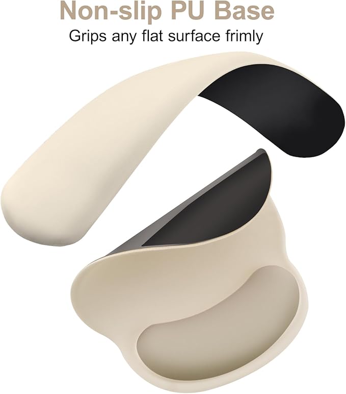 MOSISO Wrist Rest Support for Mouse Pad & Keyboard Set, Circle Curved Ergonomic Mousepad & Coaster with Non-Slip Base for Home/Office, Pain Relief & Easy Typing Pad with Soft Cloth & Silicone Lining, Khaki
