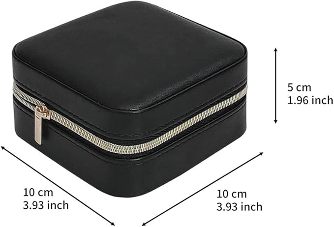 Jewelry Travel Case with Mirror,Small Travel Jewelry Organizer, Portable Jewelry Box Travel Mini Storage Organizer Portable Display Storage Box for Rings Earrings Necklaces (Black)