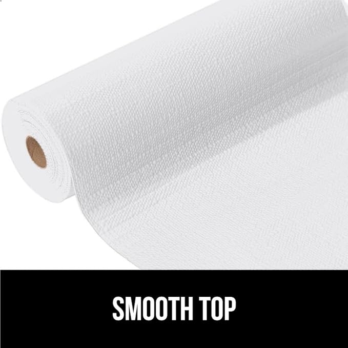 GORILLA GRIP DripGuard Shelf Liner, Non-Adhesive Drawer and Kitchen Cabinet Protector, Strong Grip Slip Resistant Underside, Smooth Surface Liners for Cabinets, Bathrooms, Closets, 12x240 Inch, White