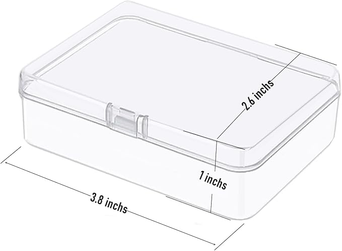 6 Pcs Small Plastic Containers with Lids & Labels, 3.8"x2.6"x1" Mini Storage Containers, Clear Rectangle Box Organizer for Beads, Jewelry, Crafts, Game Pieces, Small Item Storage