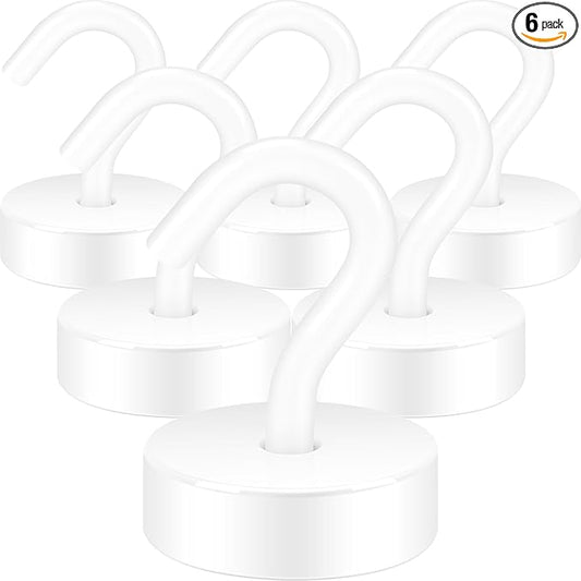 Neosmuk Magnetic Hooks, Cruise Ship Essentials, 40lb+ Heavy Duty Magnetic Hooks for Cruise Cabins, Refrigerator, Grill, Hanging, and Travel | Extra Strong Must-Haves Magnet Hook,White