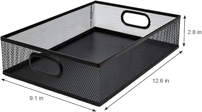2 Pcs Heavy-Duty Metal Mesh Desk Organizer Tray, A4 Large Office Storage Box Set, 12.6X 9.1 x 2.8Inches, Large Capacity for Home and Office Supplies, and Christmas Ornament Storage Box