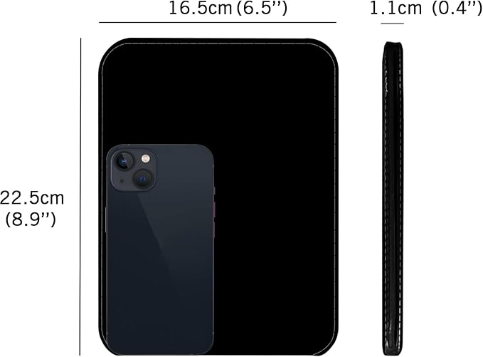 Folding Travel Mirror PU Portable Adjustable Rectangular Ultrathin Vanity Mirror with Stand, Small Makeup Mrror for Purse, Travel, Camping, Home, Office, Gifts (Black)