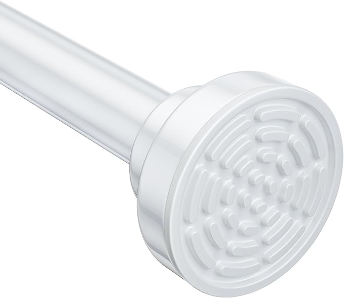 Ausemku Shower Curtain Rod Tension - 32-80 Inch Never Rust Non-Slip Spring Tension Curtain Rod No Drilling Stainless Steel Curtain Rod for Bathroom Kitchen (White)