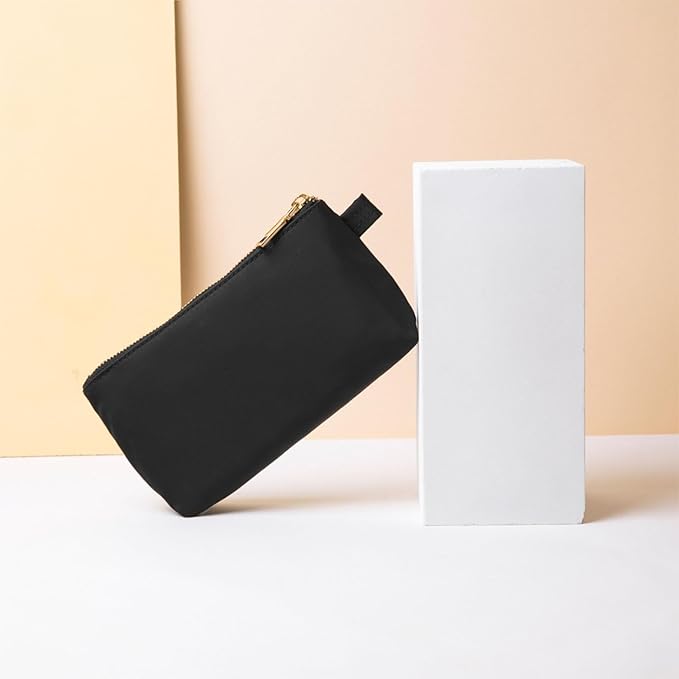 Travel Toiletry Bag for Women Cosmetic Bag with two Dividers Portable Makeup Bag Organizer (Nylon/Black)