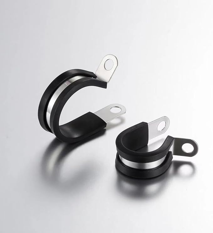 30PCS 1-1/4 Inch 304 Stainless Steel Rubber Coated Pipe Clamps - Insulated Marine Grade R-Clamps