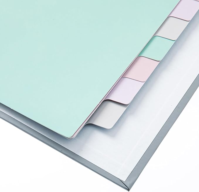 Y YOMA Colored 3 Ring Binder Dividers with Tabs Letter Size Paper Binder Tabs Page Dividers Cute Decorative Binder Index Dividers for Office School Home with 1/8-Cut Tabs, Tender Color (8 Sheet)