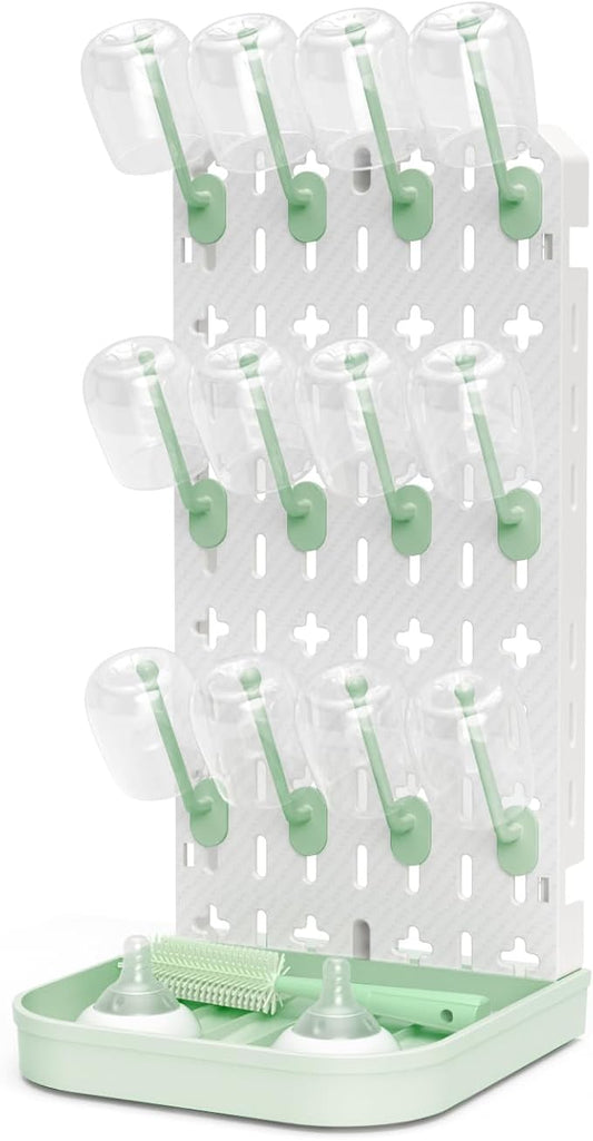 Baby Bottle Drying Rack Bottle Dryer Rack for 12 Bottle Drying Rack Space Saving Kitchen Countertop Vertical Cup Drainer Rack Detachable Baby Bottle Holder Storage Organizer Pump Part Dryer Rack Green