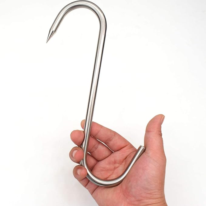 10 Inch Meat Hook, Heavy Duty 10mm S-Hooks Stainless Steel Meat Processing Butcher Hooks (10mm10inch)