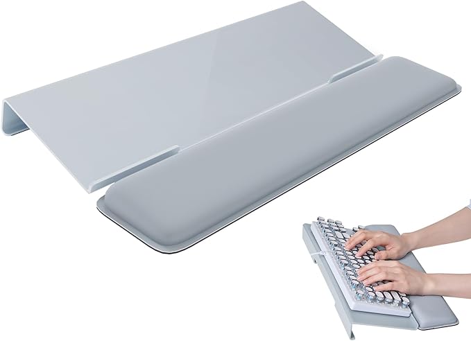 Computer Keyboard Wrist Rest Stand for Desktop, Keyboard Holder for Easy Typing with Wrist Pad for Office Desk, Home, School (Gray)