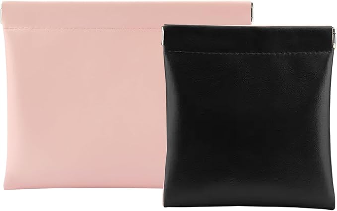 2 PCS Small Makeup Bag for Purse, mini Coin Purse for Women Lipstick Cosmetic Accessories Organizer, Mini Portable Cosmetic Bags, small Travel Kit Storage Pouch (1 Medium, 1 small), LQB-AA