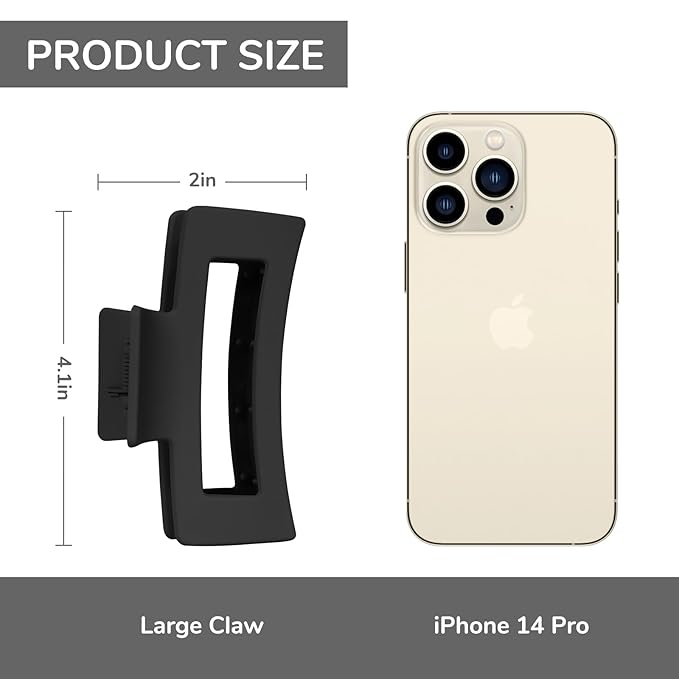 12 Pack Black Hair Claw Clips for Women, Medium Claw Clips for Thin Thick Hair, Strong Hold Matte Banana Clips