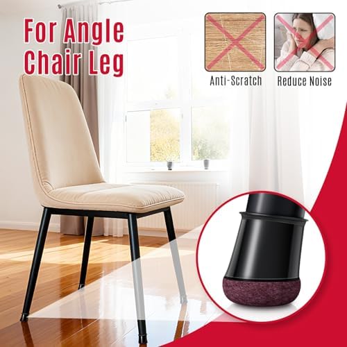 OCONDA 24PCS Chair Leg Floor Protectors Round, Black Furniture Cups for Hardwood Floors, Silicone Chair Leg Caps with Wrapped Felt, Anti-Scratch, Reduce Noise, Small Fit: 0.5''-0.75''