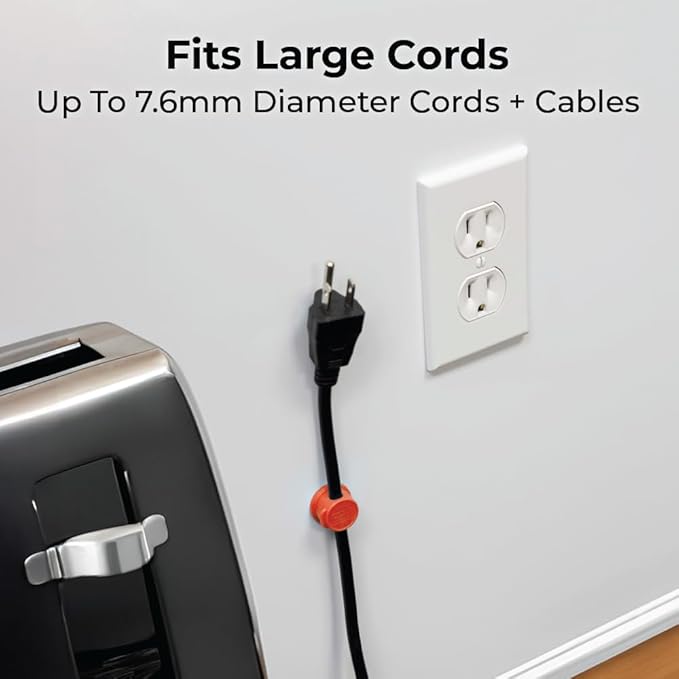 BLACK+DECKER Magnetic Cord Organizer Holder, 6 Pack Magnetic Cable Clips, Under Desk Cable Management, Strong Adhesive Cord Holder for Nightstand Kitchen Appliances Car Wall Office (Coral Rose)