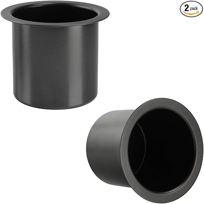 2Pcs Drop-in Cup Holder,304 Stainless Steel Automotive Cup Holders,Black Poker Table Drink Holder Dining Table Cinema Sofa Yacht Boats Cars Touring RV Car Drop-in Drink Cup Holder