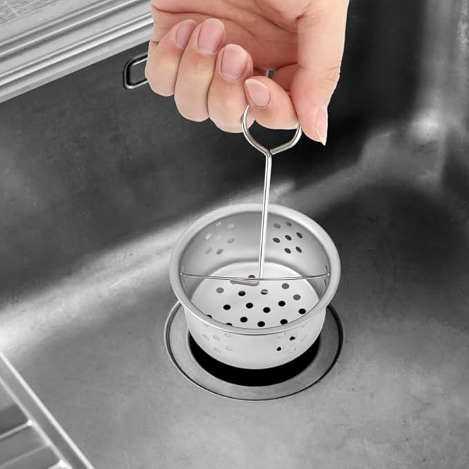 8PCS Drain Removal Tool, Premium SUS304 Stainless Steel Drain Wrench with 6 Adhesive Hooks, for Bathtub Shower Linear Drain Plug Extractor & Cleaning