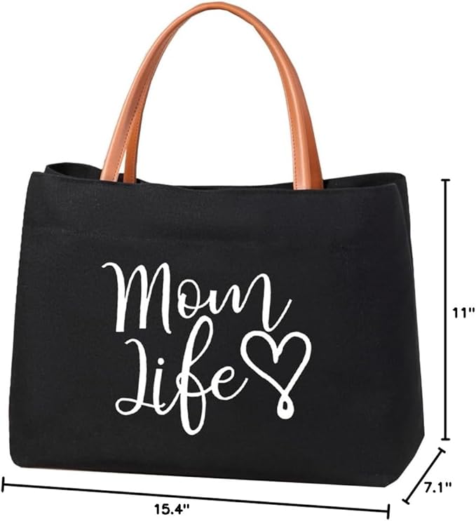 kifasyo Mom Mama Bag Mother Gifts Momlife Tote for Hospital, Shopping, Beach, Travel