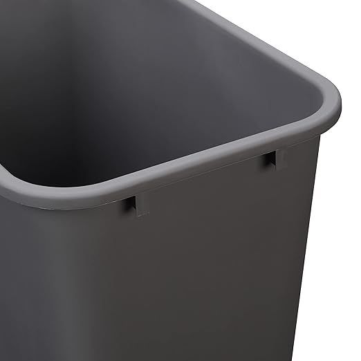 Amazon Basics Rectangular Commercial Office Wastebasket, Easy to Clean, 10 Gallon, Grey, 2-Pack