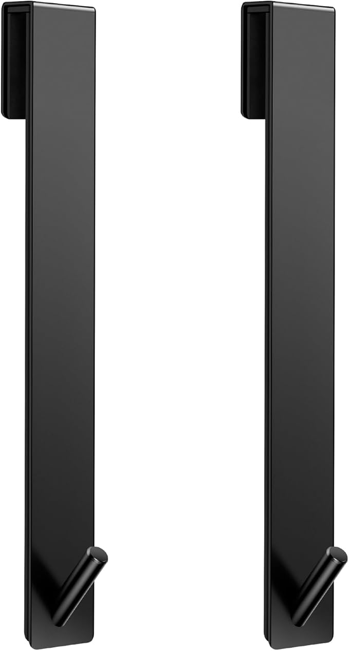 Kontoyo Shower Door Hooks(10 Inch),Extended Over Door Hooks for Bathroom Frameless Glass Shower Door,Stainless Steel Towel Hooks,Heavy Duty Rack Hooks for Robe,Towel-2 Pack-Black