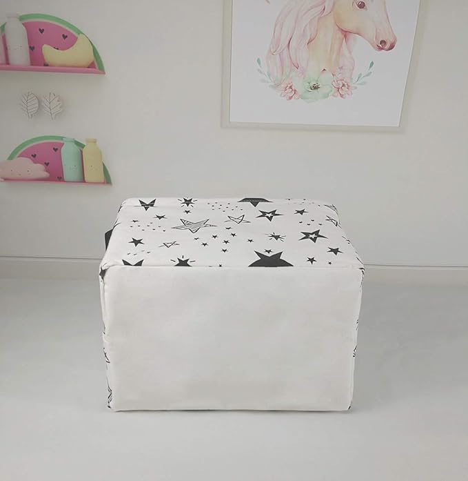 KUNRO Rectang Storage Basket Gift Shelf Basket Storage Bin, Nursery Basket Organizer Box for With Handles for Room Deco (Star)